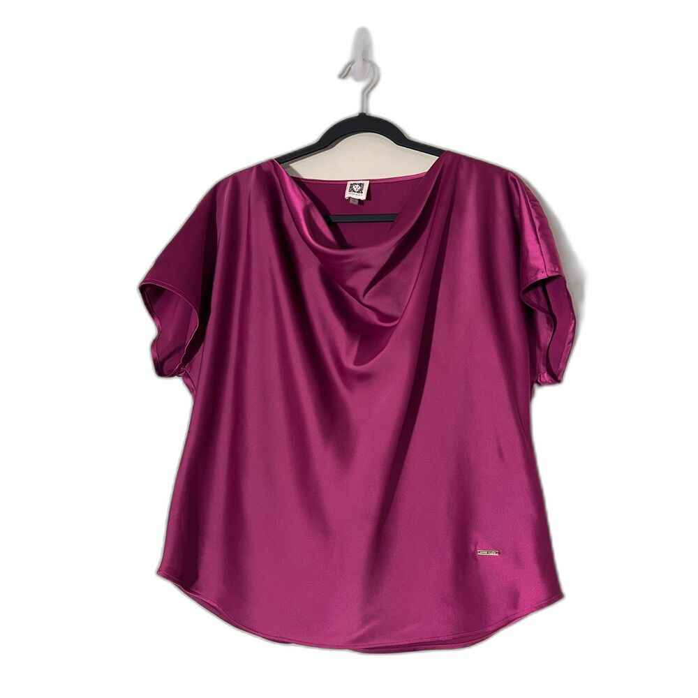 Flattering Anne Klein Cowl Neck Work Shirt in Purple Size Large